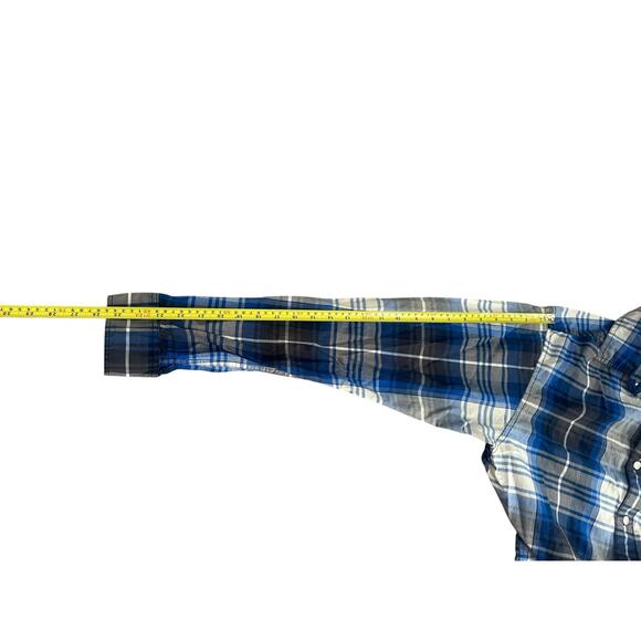 North Face TNF Blue White Black Plaid Mens Medium L/S Button Up Shirt - Picture 7 of 7